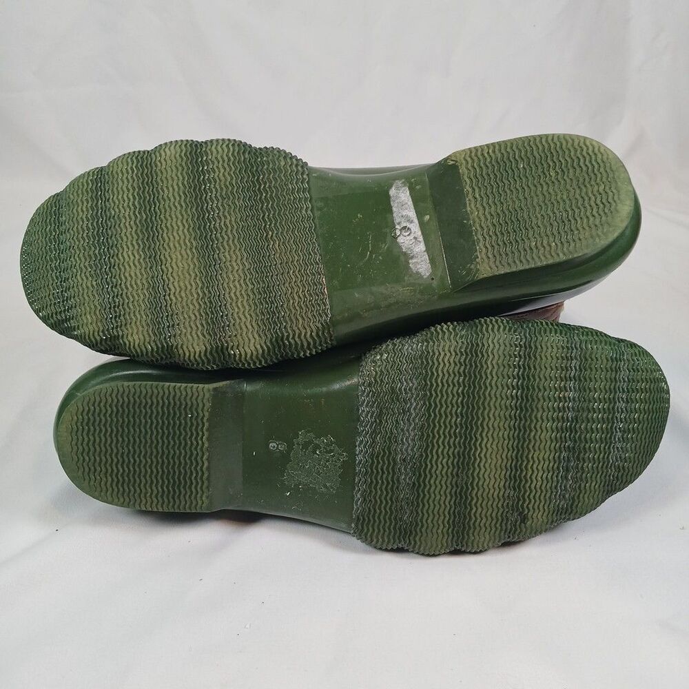 Steve Madden Duck Boots Women’s Size 8 Green Rubber Brown Leather Quilted Winter - Picture 13 of 13